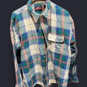 Casual Blue and Green Button Down Shirt